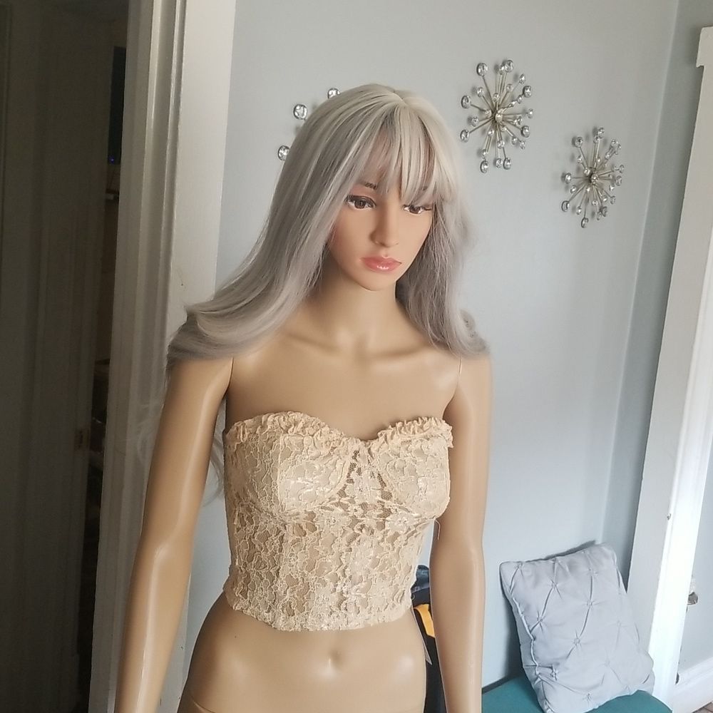 DO MY SELF Lace Cream Nude Stretchy Bustier NWT Sz. Small